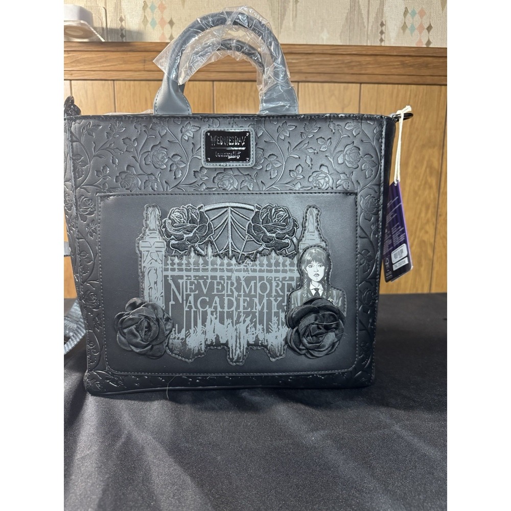 Loungefly Wednesday Adams Nevermore Academy Convertible Tote Bag‎ NWT - Picture 2 of 9